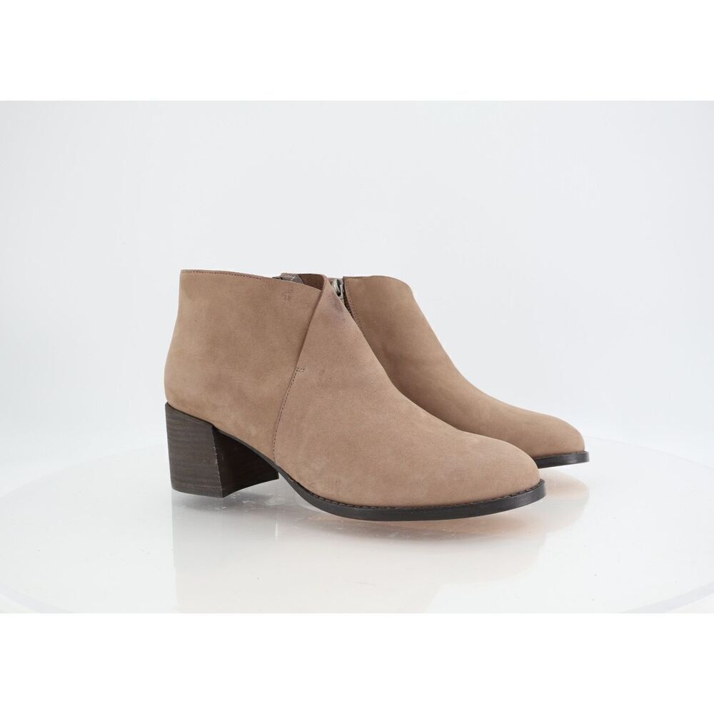 Eileen Fisher Melrose Ankle Booties Womens 9 Tan Nubuck Block Heel zip up